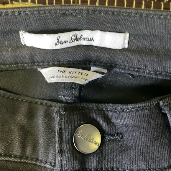 Sam Edelman The Kitten Black  Skinny  Ankle Jeans with Velvet Hemline-#1966 - Picture 5 of 15